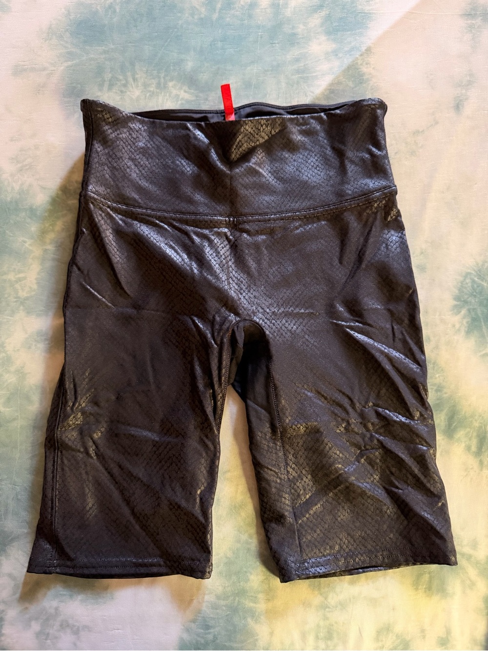 SPANX Black Textured High-Waisted Bike Shorts